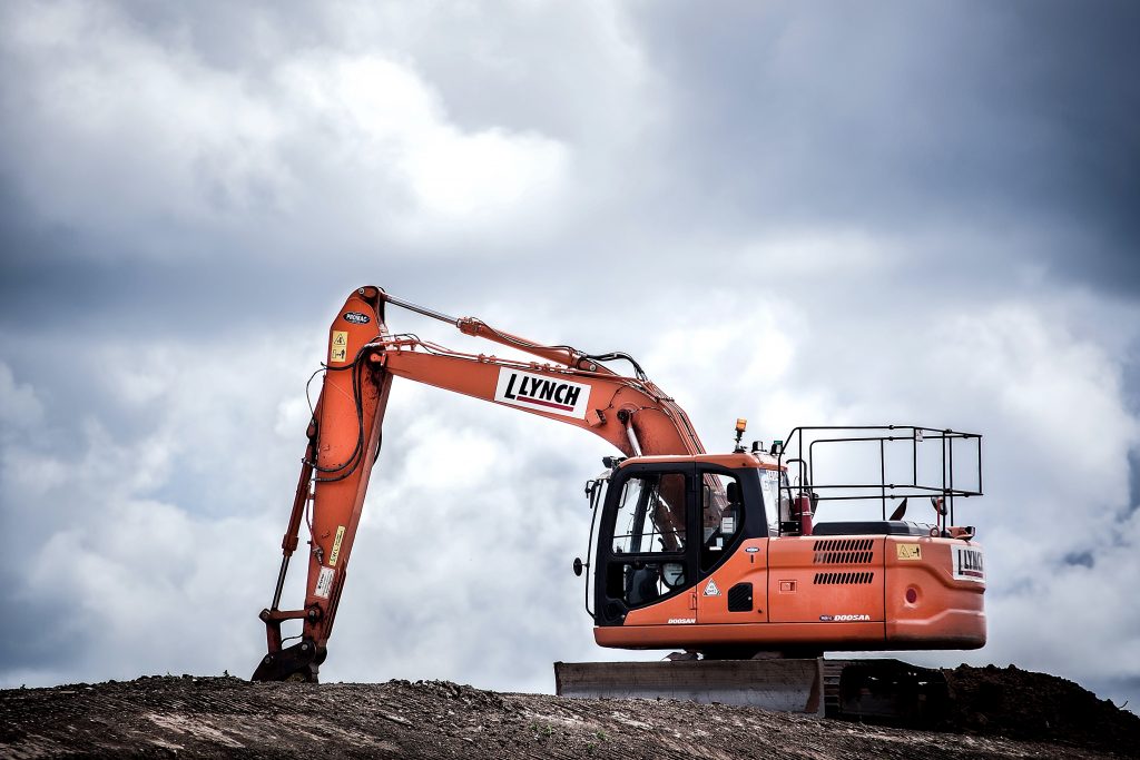 Backhoe on site