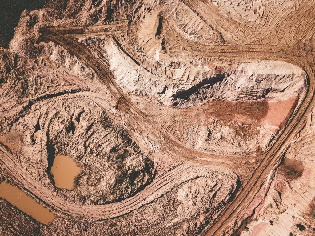 Excavator working in a gravel pit